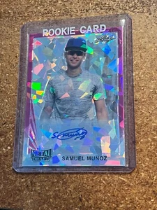 2021 Leaf Metal Draft Baseball Pink Crystal # LA-SM1 Samuel Munoz Autograph 2/7 - Picture 1 of 2