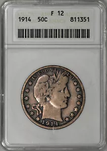 1914 Barber Half Dollar 50c ANACS F12 "Soapbox" - Very Original! - Picture 1 of 3