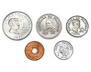 Lot of 5 Philippines Mixed Sentimos Coins & 1 Piso - Combined Ship - Picture 1 of 2