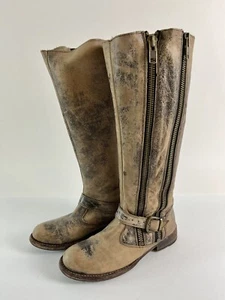 Bed Stu Tango Distressed Double Zip Buckle Leather Boot Women’s Sz 9 Riding Boot - Picture 1 of 9
