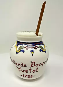 Mustard Jar with Lid & Spoon Moutarde Bocquet Yvetot 1735 Digoin Rocquet France - Picture 1 of 5