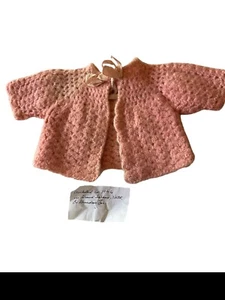 Vintage 1946 Pink Crocheted Baby Sweater Handmade - Picture 1 of 6
