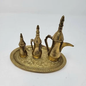 Indien Mini Messing Teekannen mit Tablett Messing B1 - Bild 1 von 3