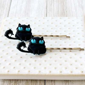 Halloween Black Spooky Cat Hair Pins - Picture 1 of 7