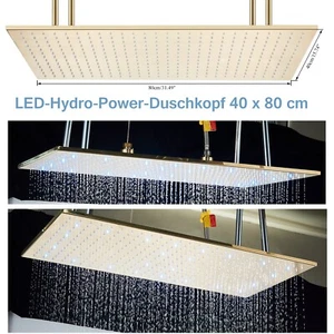 40x80cm Luxus 3 Farben Regendusche Duschkopf Deckenbrause Edelstahl Brausekopf - Bild 1 von 6