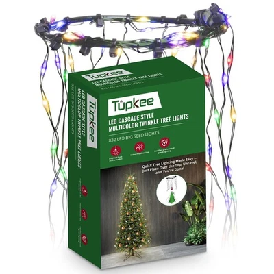 TUPKEE Cascade Style Christmas Tree Lights – LED Multicolor Random Twinkle Lights -...