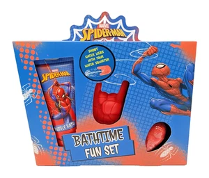 Marvel Spider-Man Bathtime Fun Set Bubble Bath 100ml Bath Fizzer Toy Squirter - Picture 1 of 3