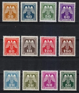 Bohemia & Moravia 1943 MNH Mi 13-24 Sc O13-O24 OFFICIAL Stamps Nazi Eagle WW2 ** - Picture 1 of 2