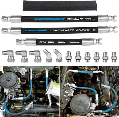 Kit de líneas de mangueras HPOP para bomba de aceite de alta presión y línea cruzada apta para Ford 7,3 L Foto 1 de 4