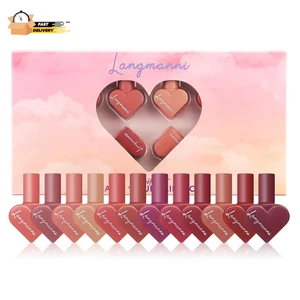 12 Colores Dulce Corazón Terciopelo Mate Líquido Impermeable Labio de Larga Duración - Imagen 1 de 12