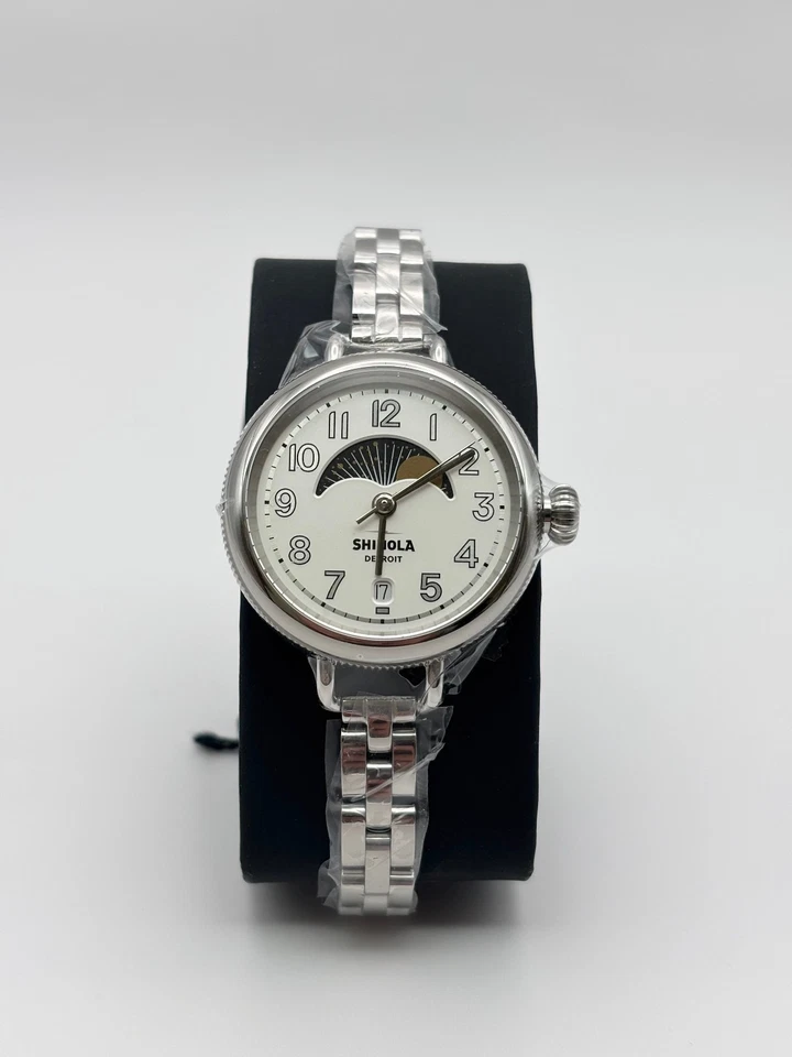 Nuevo reloj para mujer Shinola Birdy fase lunar esfera blanca S0120250585 Foto 1 de 1