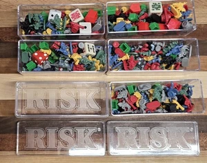 Risk Game Replacement Pieces Clear Plastic Rectangle Containers With Lids - Picture 1 of 8