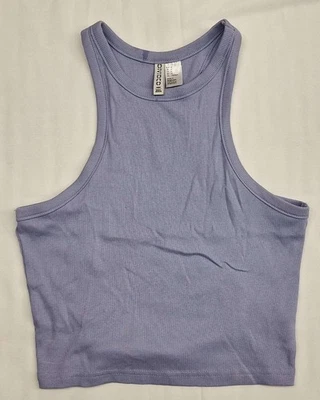 H&M Divided Women’s M Lavender Ribbed Cropped Tank Top Racerback Purple Knit - Image 1 of 4