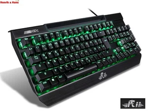 Rii K61C Mechanische Gaming Tastatur grüne Tastenbeleuchtung keyboard Deutsch - Bild 1 von 6