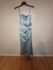 Alexia Designs SZ 10 Strapless Honeydew Satin & Lace Bridesmaid Dress - Picture 1 of 7