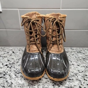 Sporto Women's Bella 2 Waterproof Lace-Up Duck Boot w/Zipper Size 6 Tan/Tropic - Picture 1 of 9