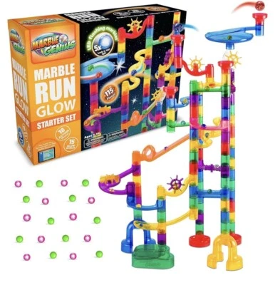 Large Marble Run Race Track Set Glow in The Dark (115 pcs) STEM Marble Genius
