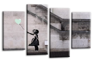 Banksy Wall Art Duck Egg Living Room Bedroom Balloon Girl Canvas Picture Framed - Picture 1 of 5