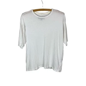 rag & bone Short Sleeve Cotton-Linen Blend Relaxed Crewneck White Tee - Size XS - Picture 1 of 4