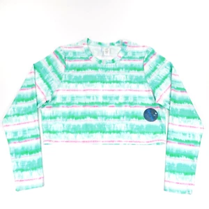 decree Women's Plus Crew Neck Long Sleeve Swim Cropped T-Shirt Green Size 2X - Picture 1 of 8
