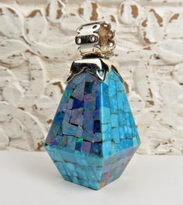 BEAUTIFUL JAY KING DTR OPAL AND TURQUOISE MOSAIC STERLING SILVER PENDANT - Image 1 of 4