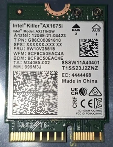Intel Killer Wireless AX1675i WiFi 6E AX211 CNVio2 12-13th gen nur CPU - Bild 1 von 2
