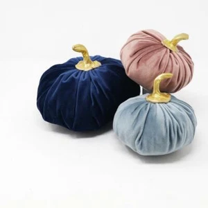 Zucche In Velluto Arredo Tavolo Salotto Zucche Morbide Decorative Fatte A Mano - Picture 1 of 4