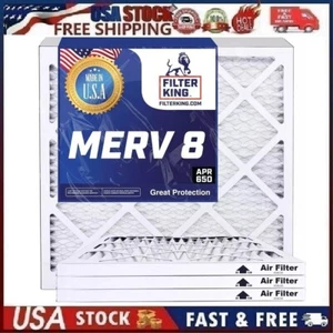 Filter King 11.5x11.5x1 Air Filters | 4 Pack | MERV 8 HVAC Pleated AC Furnace Fi - Picture 1 of 10