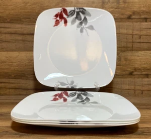 SET OF 4 - CORNING CORELLE - KYOTO LEAVES - 10 1/2" SQUARE DINNER PLATES - Picture 1 of 4