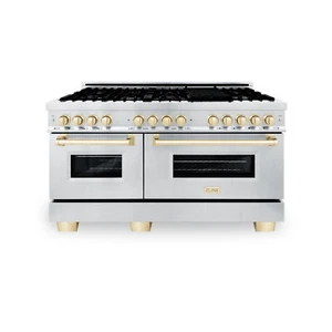 NEW ZLINE 60" Dual Fuel Range Gas Stove Electric Oven STAINLESS /GOLD RAZ-60-G - Picture 1 of 11