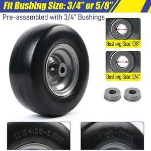2Pack Universal Fit Flat Free 11x4.00-5 Lawnmower Tire Smooth Tread Zero Turn AU - Picture 1 of 8