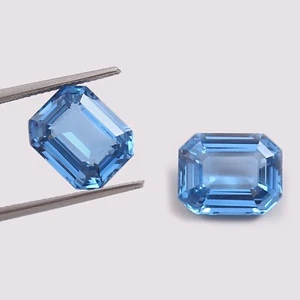 Par de piedras preciosas sueltas de corte radiante aguamarina brasileña natural a juego 9 x 7 mm - Imagen 1 de 6