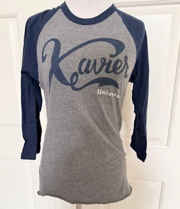 CAMISETA DE BÉISBOL RETRO HOMENAJE RAGLÁN XS NEGRA GRIS Algodón XAVIER UNIVERSITY - Imagen 1 de 3