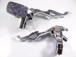 Flame 1" Brake Clutch Lever For Harley Honda Kawasaki Suzuki Triumph Vintage - Picture 1 of 7