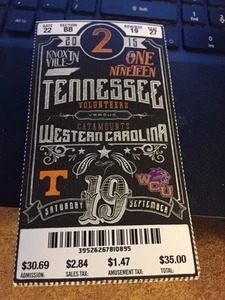 Talón de boleto de Tennessee Vols Voluntarios vs Western Carolina NFL 2015 19/09  - Imagen 1 de 1