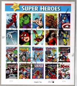 DC Comic Super Heroes & Marvel Super Heroes FDC Stamp Sheets - Lot of 2 - Picture 1 of 2