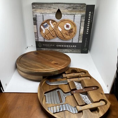 TOSCANA  Acacia Wood Cheese Board Set with Cheese with Box - Image 1 of 4