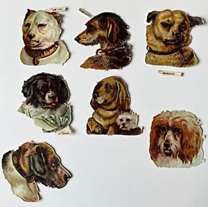 7 DIE-CUT VICTORIAN SCRAPS DOGS - 6 based on Edwin Landseer paintings