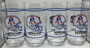 Lot Of (4) Vintage New England Patriots Collectible 5.5” Mobil Drinking Glass - Picture 1 of 7
