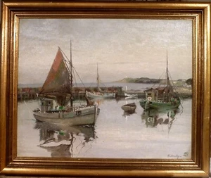 JENS SINDING CHRISTENSEN! FISHINGBOATS IN HARBOR NEAR GILLELEJE - DK - Picture 1 of 5