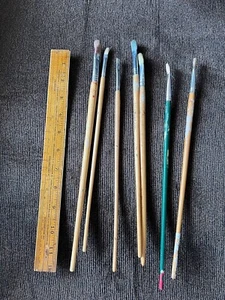 7  pc Vintage Delta, BRIGHT, LEOW-CORNELL—3,4,5,6.7 Paint Brushes USED - Picture 1 of 5