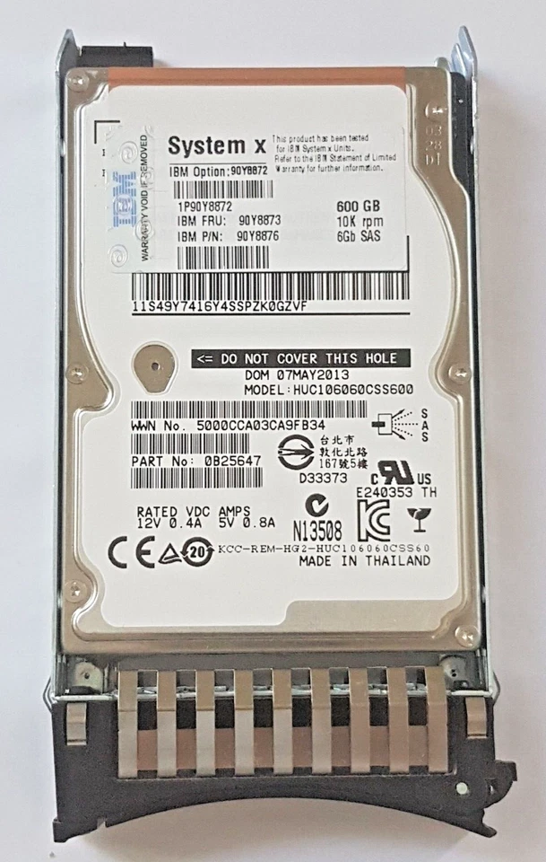 600 GB SAS IBM System X 90Y8872 HUC106060CSS600 10K 64MB 2.5 " Hard Drive+Caddy - Image 1 of 1