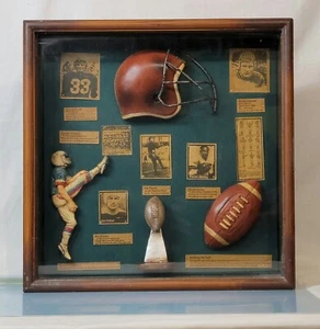 NFL Man Cave Football Display Shadow Box Baugh Hutson Thorpe Motley | Dekor 14" - Bild 1 von 2