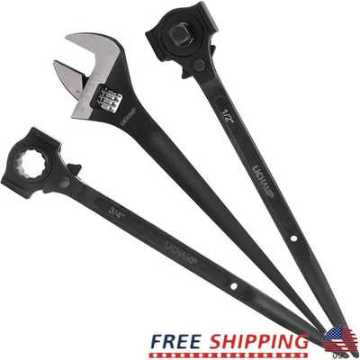 3 Pack Spud Wrench Ratchet Set Dual Drive Scaffold Tool Heavy Duty Construction - Image 1 of 4
