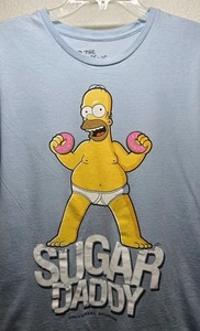 Simpsons Homer Simpson Sugar Daddy Universal Studios Tee Shirt Blue Large - Picture 1 of 7
