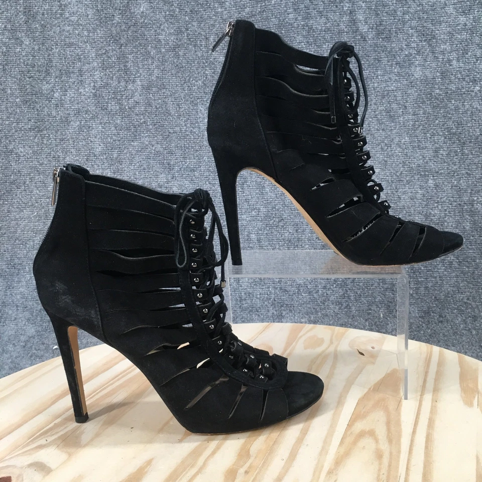 Vince Camuto High Heels Womens 10 M Gladiator Lace Up Stiletto Black Leather - Image 1 of 4