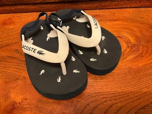Navy Blue & White Baby Lacoste Flip Flop Thong Sandals - Size 5 - New - Picture 1 of 3