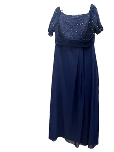Hebeos Schulterfreies Maxikleid Strass Perlen Korsett Blau Größe 16W Neu mit Etikett - Bild 1 von 12