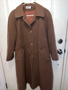 Classic Ashley Scott Tan Women's Wool Long Coat - Size 12 - Picture 1 of 9