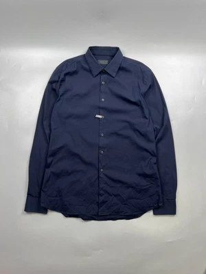 Camisa cuello nailon azul marino Prada para hombre talla 44 cm / 17,5 pulgadas (Y0809) Foto 1 de 4